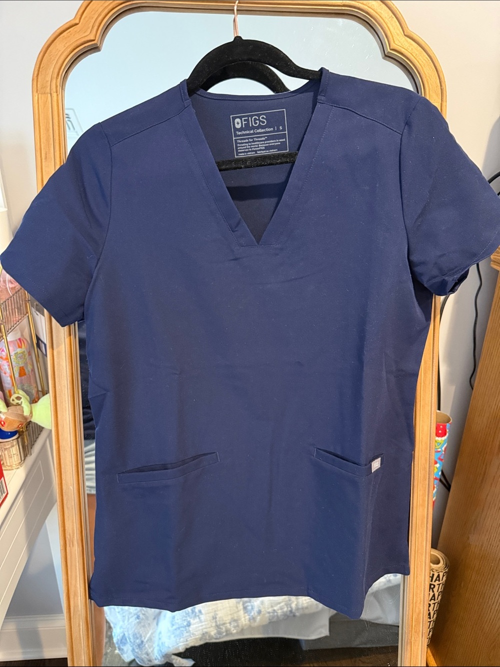 FIGS Navy V-Neck Scrub Top for Women
